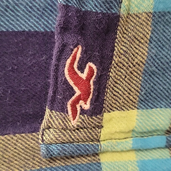 Hollister Button-down Plaid Flannel - Navy/Green - XL - Picture 6 of 13